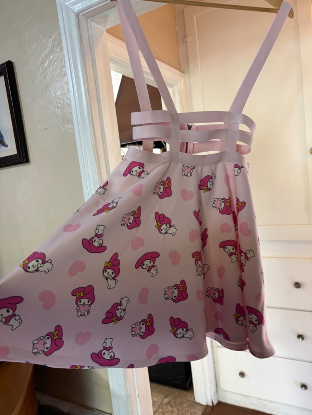 My Melody Pink Skater Dress – Size Sm | Kawaii Sanrio | Strappy Cutout Bodice 🌴